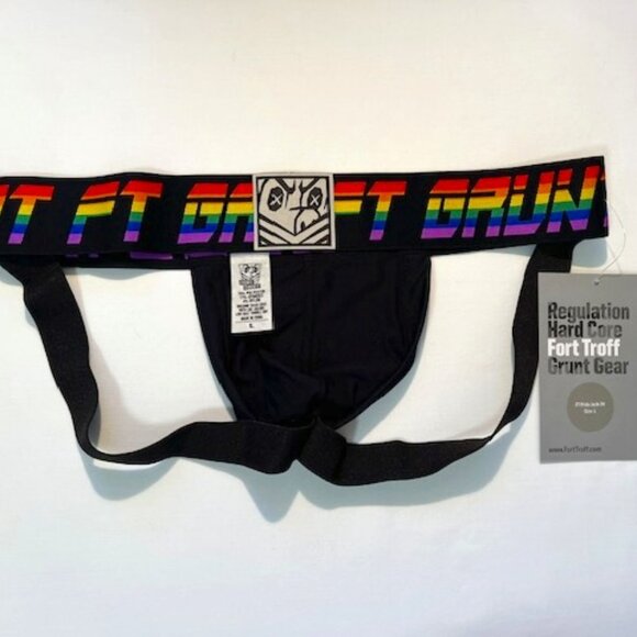 FORT TROFF Size L Grunt PRIDE Athletic Supporter- Black/PRIDE Colors - Jock - Picture 2 of 9